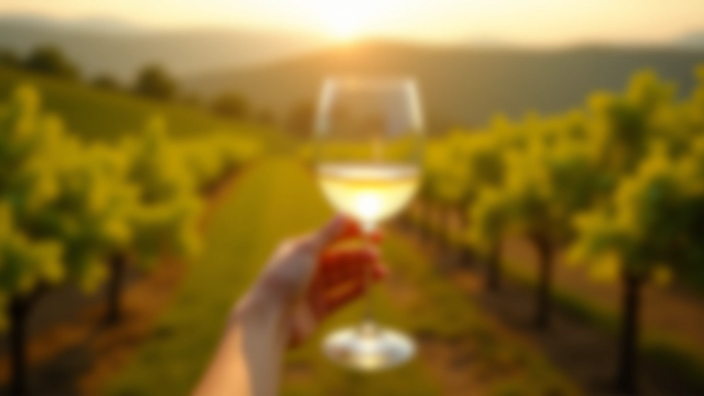 Close-up of hands holding wine glass with white wine against vineyard background, Moravian wine tasting